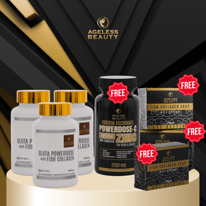 TRIO BUNDLE GLUTA POWERDOSE + POWERDOSE-C & 3 FISH COLLAGEN SOAP (PROMO ONLY UNTIL OCT.30)
